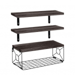 Vannitoa seinale kinnitatav ujuv riiul metallkorviga, maal&auml;hedane puidust tualeti kohale seinale kinnitatav riiul, kodukontori elutoa hoiustamisorganisaatoririiul hall