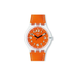 Swatch Kvartsliigutusega 30M Veekindel Kell 44mm Oranž Tihvtiplaat Plastikust Korpus Nahkrihm Unisex Kellad SUDK102 Orange