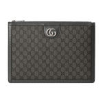 Gucci GG Monogram Tumehall T&otilde;mblukuga Rahakott, L&otilde;uend Must Nahk&auml;&auml;ris, Meeste Igap&auml;evane Reisi&auml;ri Suur Sidurikott 674078-UULBN-1244 Basic Set (Bag+Dust Bag)