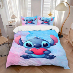 3 tk komplekt Stitch, S&uuml;da, Armas Voodipesukomplekt Tekikoti+Padjap&uuml;&uuml;ridega, Aastaringselt Pol&uuml;ester, T&otilde;mblukuga Sulgemine87 135x200cm