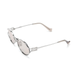 Miu Miu L&auml;bipaistva Logoga Kaunistatud Ovaalsed P&auml;ikeseprillid Naiste P&auml;ikeseprillid H&otilde;bedased SMU52YM1BCFE10FC054 Eyeglass Case/Pouch+Box,54,Silver