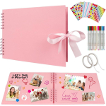 Photo album, handmade album, comes with 12 metallic markers, DIY memory album, 80 pages of A4 craft paper, size 12.6x8.1 inches