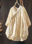 Naiste Hiina stiilis s&auml;rgid Jacquard Vintage pluusid Kevad V-kaelusega pikad varrukad Naiste pehmed topid One Size