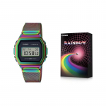 Casio VINTAGE seeria-ruudukujuline retro metallist v&auml;ike ruudukujuline spordikell vikerkaarev&auml;rvi kvartsmehhanism roostevabast terasest kangasrihm Jaapani A1000PRW-1PRD must
