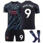 Laste Man City Haaland nr 9 Must Jalgpalli S&auml;rgi Komplekt, Hingav Kiiresti Kuivav Spordis&auml;rk, Noorte Jalgpalli Treeningvarustus 100-110 CM must