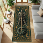 Keskaegne Draakoni F&ouml;&ouml;niksi ja Ratsu Riiulivaip Fantaasia Sissep&auml;&auml;sumatt Gooti Koridoride, Magamistoa Voodi K&otilde;rval Laiendatud P&otilde;randamatt 80cmx140cm black
