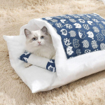 Kawaii Eemaldatav Kasside Voodi Maja Kodu Tarvikud Tooted T&auml;iskasvanud Kassidele Suur Lemmiklooma Koera Voodi Kassi Maja Koobas Mugav Toit Armas (Blue,S) sinine