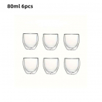 6 tk Kahekordse seinaga isoleeritud klaasist espressotassid 80/150/250/350/450 ml Isoleeritud termoklaasist kohvitass tee/mahla/piima/latte jaoks 80ml-450ml