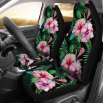 Hawaii troopilise hibiskiga autoistmekatted 8, Pakk 2 Universaalne esiosa kaitskatekk must