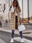 Naiste pikk mantel vest kapuutsiga s&uuml;gistalvine varrukateta Wa Cottonrm sulemantel vest Tepitud vest sulejope V&auml;lisr&otilde;ivad 5XL XXXXXL khaki