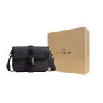 COACH Liiga kaetud l&otilde;uendist crossbody kott, &otilde;lakott v&auml;ike meeste must Gift Box Set (Basic Set + Yellow Gift Box) must