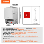 1500W Elektrip&otilde;letusahi Maksimaalne temperatuur 2192℉ Roostevabast terasest Metallsavi DIY Metalli karastamine Glasuurimine keraamikal