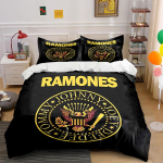 Ramones Logo Must Voodipesu Komplekt Voodipesu Tekikoti Komplekt Tekikott Padjap&uuml;&uuml;rid (1 * Tekikott 2 * Padjap&uuml;&uuml;ri, ilma tekita) 135x200cm
