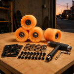 Longboardi rattakomplekt Reageerivad Vedruga Rula Rattad ja Laagrid Kulumiskindlad Orange Street Wheel SET