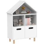 Laste raamaturiiul Laste hoiukapp 3 riiulit kahe sahtliga Maja kuju 63,7 x 29,7 x 89 cm Valge 63.7 x 29.7 x 89.5 cm