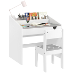 Laste &otilde;ppelaud ja tool, Laste laua-toolikomplekt hoiustamisega, V&auml;ljat&otilde;mmatav sahtel, Vanusele 3-6 aastat, Hall 69 x 50 x 75 cm