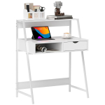 Sekret&auml;ri laud Arvutilaud Neo-retro stiilis sahtli ni&scaron;&scaron; riiul metall Valge 80 x 50 x 100 cm