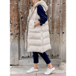 Naiste pikk kapuutsiga vest-mantel S&uuml;gis-talvine varrukateta soe vest-jakk tepitud vest-jakk pealisr&otilde;ivas 5XL 4XL elevandiluuvalge