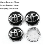 4 tk 62 mm 57 mm Auto rummukate ABS-materjalist Velje keskkate Toyota Hilux Aygo Yaris Ractis Corolla Camry CHR Auris Tacoma jaoks black