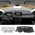 Dacia Sandero 2021 2022 2023 2024 2025 2026 jaoks Auto armatuurlaua kate Matt V&auml;ltige valgustuspadja Dacia Sandero Stepway Extreme Tarvik Flannel Mat LHD