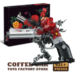 631 tk Loov Mecha Rose Revolver P&uuml;stol Ehitusklotsid Tehniline Punane Lille&otilde;ie P&uuml;stol MOC Klotsid Kokkupandav M&auml;nguasi T&auml;iskasvanu Laps Kingitus