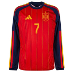 Adidas Hispaania 26 Kodus Hispaania Rahvuskoondis Maailmameistriv&otilde;istlused Ferran Torres 7 Kiiresti kuivav Kodus Kitsa l&otilde;ikega Triibuline Pikkade varrukatega Jalgpallis&auml;rk F&auml;nniversioon JZ5786-7 M