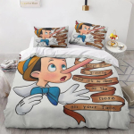 3D Prinditud Pinocchio Tekikott Padjap&uuml;&uuml;r Pinocchio Voodipesukomplekt T&auml;iskasvanu Poiss T&uuml;druk Magamistoa Kaunistus Lapsed &Uuml;heinimesevoodi Kaheinimesevoodi 135cmx200cm
