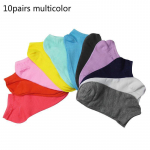 10 paari naiste sokid L&uuml;hikesed kommiv&auml;rvi t&auml;pilised armsad kunsti sokid Naiste &otilde;hukesed pahkluu puuvillased sokid One Size（10pair） mitmev&auml;rviline