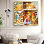 Teemantmaaling t&uuml;drukule teemanttikandid t&auml;iskomplekt Teemantkivist pilt talvine j&otilde;ulukaunistus 30x30CM