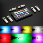 Auto signaaltuled T10 w5w Led pirn 12V Auto sisevalgusti w5w T10 Led lambid Auto kliirensi pirnid RGB kaugjuhtimispuldiga 12V 6 bulbs 1 remote