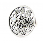 NOA [G0258] - Bague Cr&eacute;ateur 'Paquerettes' blanc valge