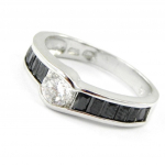 Bague Argent 'Romy' Noir Blanc argent&eacute; (rhodi&eacute;) - 6 mm 50 must