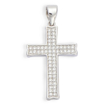 Les Tr&eacute;sors De Lily [L4646] - Pendentif Argent 'Croix' Blanc argent&eacute; (rhodi&eacute;) - 30x15 mm valge
