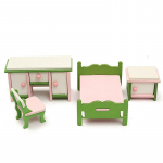 DIY k&auml;sitsi valmistatud nukumaja miniatuurne magamistoa puitm&ouml;&ouml;bli komplekt Kingitused lastele Lapsed Rolli teesklemine 4pcs a set