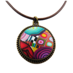 Les Tr&eacute;sors De Lily [R1341] - Collier artisanal 'Colombine & Arlequin' multicolore dor&eacute; - 25 mm mitmev&auml;rviline