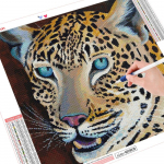 5D DIY Teemantmaaling Leopard Rhinestone Pilt T&auml;isruudukujuline Teemantitikandid Loomakomplekt Kodukaunistused Full Round （30x30CM）