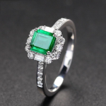 SACE GEMS Klassikaline vasesulamist ruudukujuline roheline tsirkoonist s&otilde;rmus Naiste ehted Pulmalubaduse peokingitus open