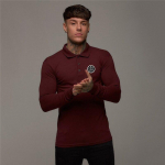 Muscleguys Fashion Fitness Vaba aeg polos&auml;rk Puuvillane pikkade varrukatega T-s&auml;rk Meeste kevad- ja s&uuml;gisene toapealne krae print M must