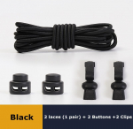 Ilma lipsuta kingapaelteta &uuml;mmargused elastsed kingapaelad plastikust kl&otilde;psuga lukk sobib k&otilde;ikidele kingadele T&auml;iskasvanud lapsed k&otilde;ndimine sport laisk pits T1-2-100cm-black must