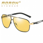 AORON metallist raamiga &ouml;&ouml;n&auml;gemine fotokroomsed polariseeritud p&auml;ikeseprillid meeste v&auml;rvimuutused prillid pimestamisvastased UV400 prillid s&otilde;iduprillid Zipper Glasses Case