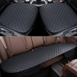 Luksusauto nahast istmekate Must autopadja kate Universaalne autopadja autoosad 3 Pack(2 front +1 rear)