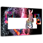 Feeby l&otilde;uenditr&uuml;kk, mitmev&auml;rviline sebra mustal taustal 60x40 mitmev&auml;rviline