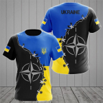 Ukraina Meeste T-s&auml;rgid Ukraina lipuga s&auml;rk 3D-tr&uuml;kiga O-kaelusega Suured l&uuml;hikesed varrukad Jersey Mood Meester&otilde;ivad T&auml;navar&otilde;ivad 3XL