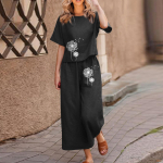 (Qunide) Naiste mood vabaaja tr&uuml;kitud l&uuml;hikeste varrukatega p&uuml;kste &uuml;likond S sinine