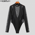 INCERUN Spring Men Splicing Mesh Hollow Out Slim peotopsid, kombinesoonid S must
