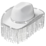 Shinning Dangle Rhinestone Cowgirls M&uuml;ts Pulmakauboi M&uuml;ts Mere&auml;&auml;rne M&uuml;ts Cowgirl M&uuml;ts Western Elegant Kleidi Aksessuaar valge