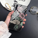 Skull Rose lilleline &uuml;mbris Samsung Galaxy A52 A53 A70 A71 A73 A13 5g A03 A72 A22 A21s A03 Core A42 Fundas karastatud klaasist kate For Samsung A70