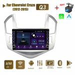 2Din autoraadio Chevrolet Cruze 2012-2015 jaoks koos nupunupuga multimeediumipleier Android GPS-i navigeerimispea, 2din Carplay 2+32GB 1+16GB must