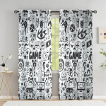 M&auml;ngi M&auml;ng Magamistoa kardinad Mustvalge Multifilm M&auml;ngupult Laste Magamistoa Elutuba Laste Akende Hooldused K&ouml;&ouml;gi kardinad W53.5 X H114cm X 2