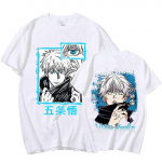 Anime Jujutsu Kaisen Satoru Gojo Graafilise tr&uuml;kiga T-s&auml;rk Meeste Naiste vabaaja l&uuml;hikeste varrukatega Puuvillane suve T-s&auml;rgid Suurem&otilde;&otilde;tmelised gooti t&auml;navar&otilde;ivad M